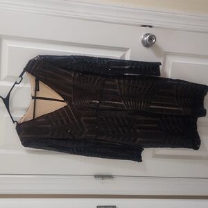 Black Sequin Long Sleeve Dress